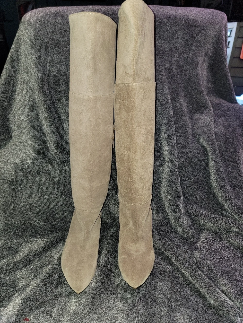 Arturo Chiang Women's Taupe Leather Knee-High Heeled Boots